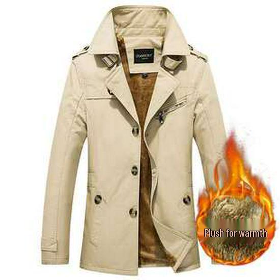 Men's Winter Fleece-Lined Denim Jacket - Loose Fit, Turn-Down Collar, Plus Size