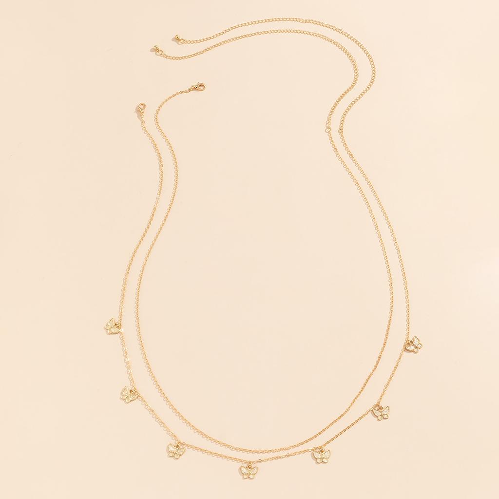 2st/set Butterfly Pendant Midjekedja för kvinnor Egirl Minimalism Tiny Belly Chain Bikini Body Chain Summer Beach Vacation Bijou