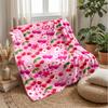 Cherries and Flowers Pattern blanket Personalized Name Flannel Blanket Soft Cozy Plush Throw for Sofa Bed Lightweight Home Decor