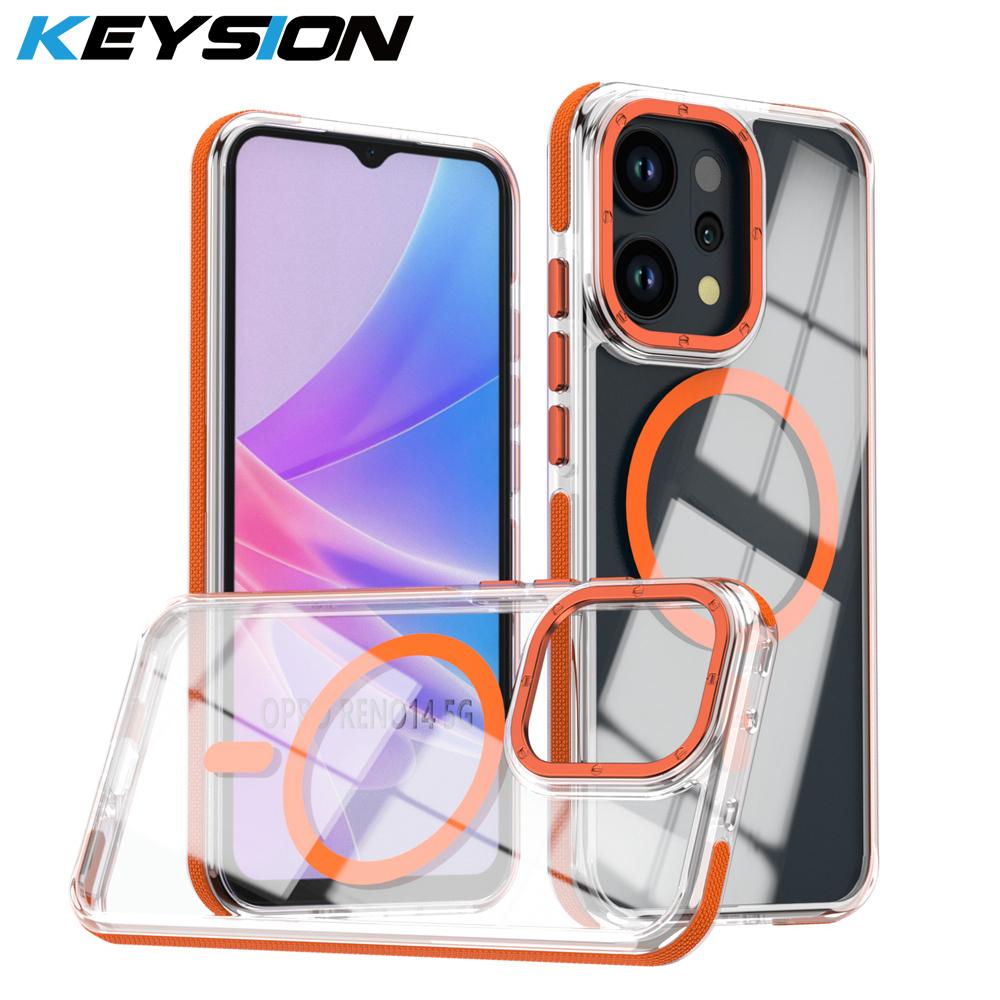 KEYSION HD Transparent Magnetic Case for MagSafe for OPPO Reno14 Pro 5G Clear Shockproof Phone Cover for OPPO Reno13 5G