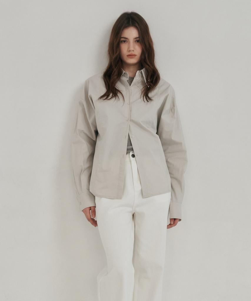 LOSSYROW Back Button Detail Shirt Light Gray