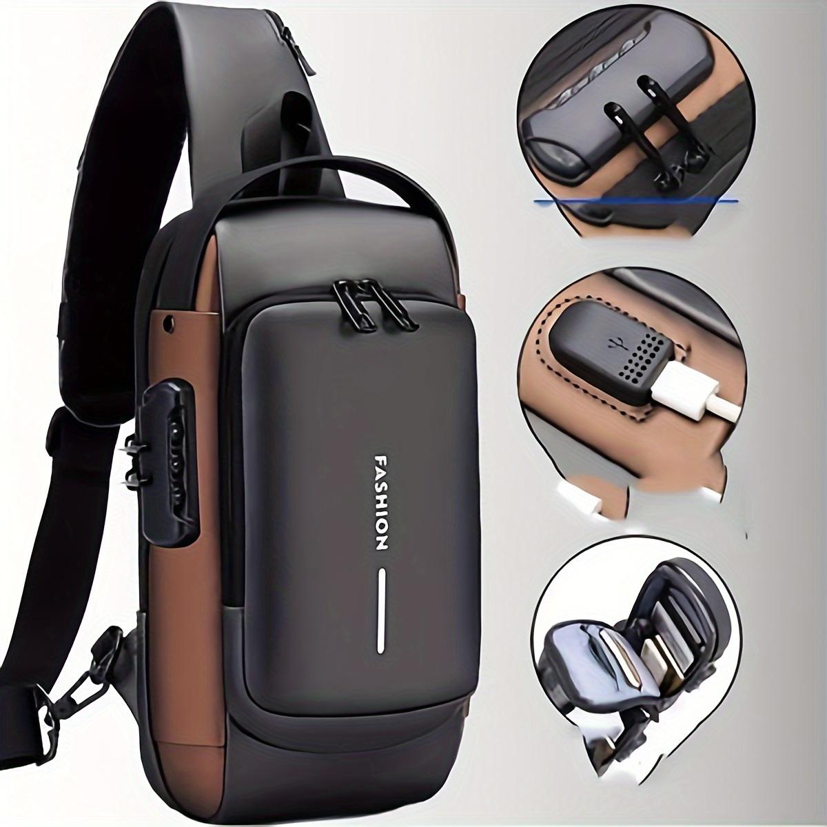 

Men s Anti-Theft Password Lock Shoulder Bag Large Capacity Nylon Business Commute Chest Bag чорний