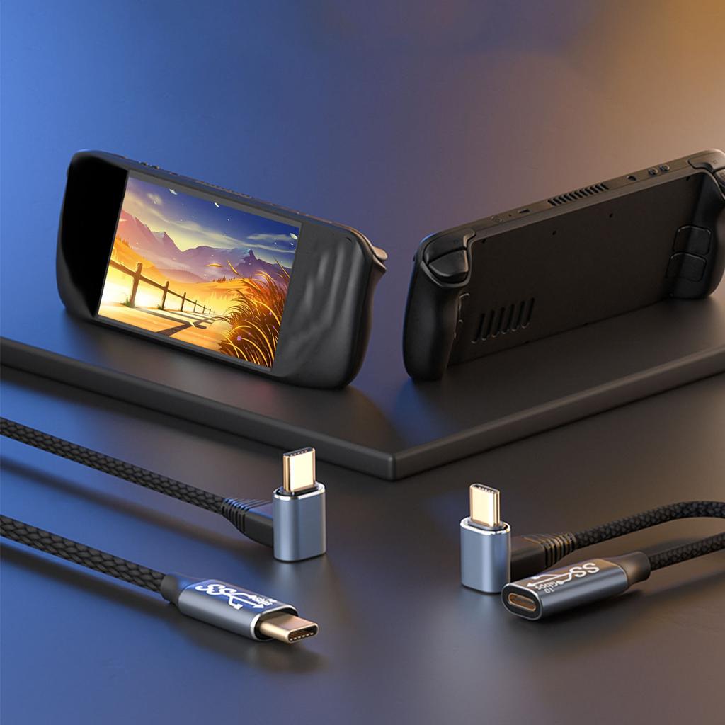 90 Degree USB C Cable 4K 60Hz Supports PD100W Type C 3.2 Gen2 Full Function USB C Fast Charging Cord for