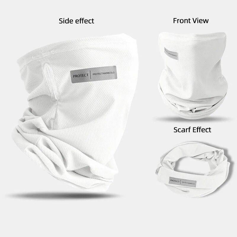 

Літня крижана шовкова сонцезахисна маска для чоловіків, жінок, відкритий велосипедний чохол для обличчя, однотонне обгортання шиї, захист від ультрафіолетових променів, шарф-бандана One Size білий