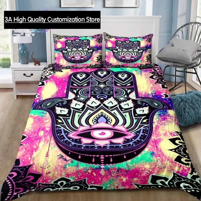 Hamsa Hand Bohemia Bedding Set Single Twin Full Queen King Size Bed Set Adult Boys Bedroom Fatima Hand Bed Linen Lucky Hand