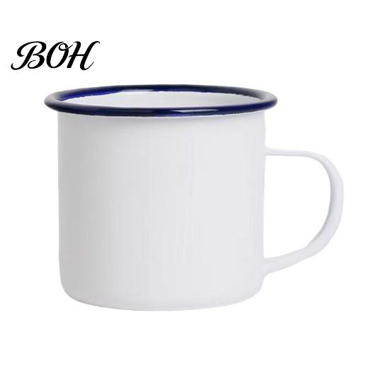 Durable Steel Water Cup Enamel Coffee Mug with Handle, Retro Style Cup, Smooth Lead Free Drinking Vessel Surface Portable for Hot Tea And Milk Outdoor