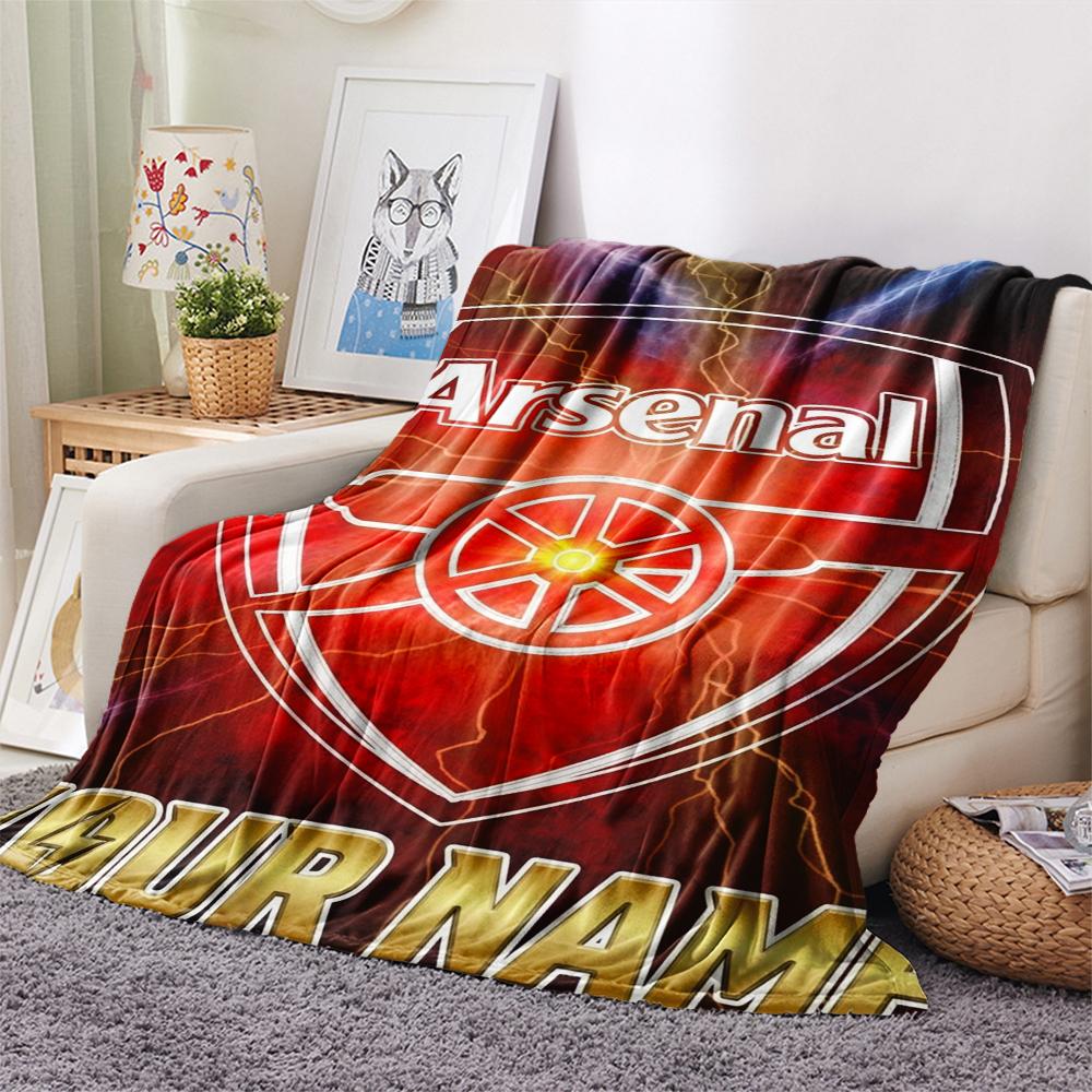 1PC Custom Name Arsenal Patterned Flannel Blanket Suitable For All Seasons for Home Decor Warmth and Comfort Gifts Holiday Present
