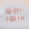 Short Round False Nails Pink Cat Eye Nail Tips Detachable Fake Nails  for DIY