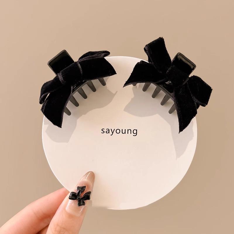Black Elf Ear Bow Hair Claw Clip - Princess Style Hair Accessory