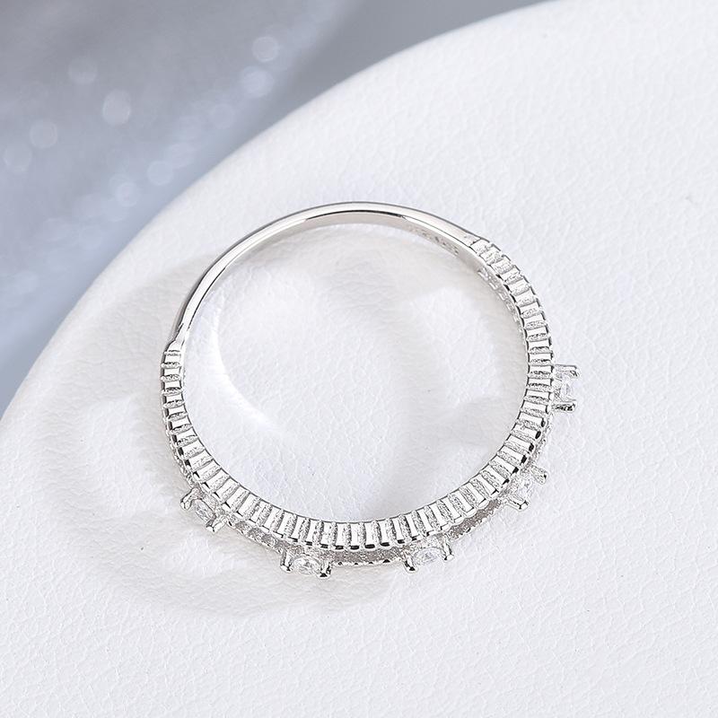 S925 Sterling Silver Young Girl Personalized Cold Style Wind Net Red Diamond-Studded Ring