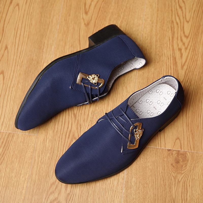 

Spring new men s cloth surface 45 leather shoes Korean version large size 46 casual leather shoes 47 breathable shoes men 48 48 синій