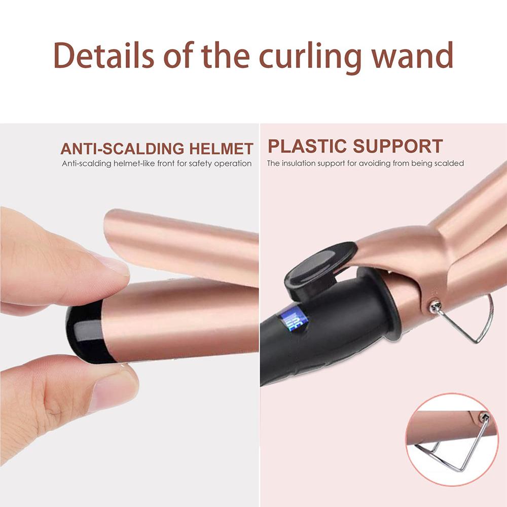 Hair Curler Electric Curling Iron Hair Waver Styling Tools LED Display Ceramic Roll Curling Negative Ion USB Rechargeable