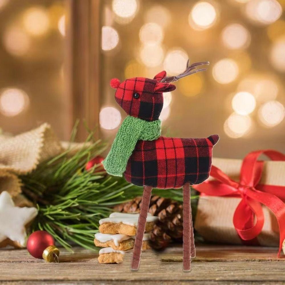 Kawaii Standing Christmas Elk Decor Mini Retro Elk Decoration Christmas Elk Figurine  Children
