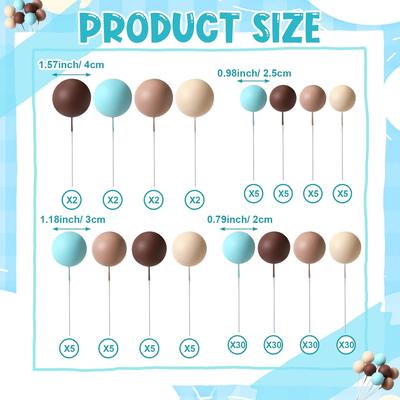 168 Pcs Ball Cake Toppers Mini Balloons Foam Balls Cake Topper for Bear Birthday Party Baby Shower Wedding Anniversary Cake Deco