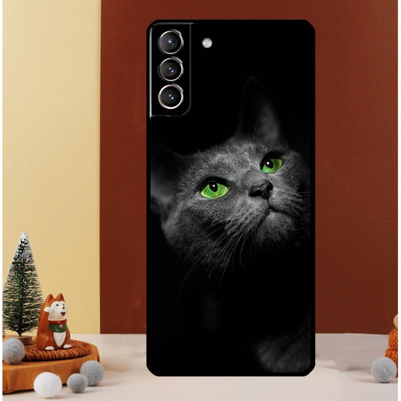Black Cat Staring Eyes Case For Samsung Galaxy S24 Ultra S23 S22 S21 S20 FE Note 20 S8 S9 S10 Note 10 Plus Cover