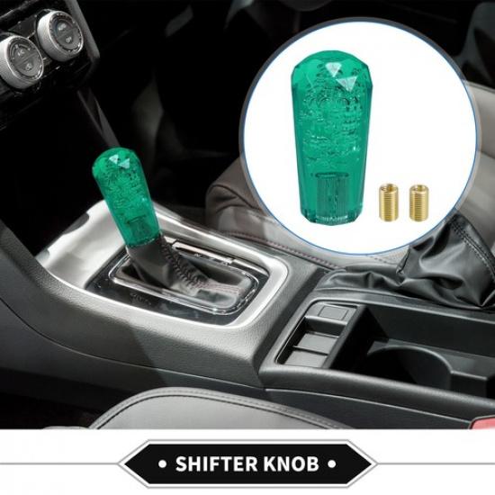 

10cm Faux Crystal Automatic Manual Shift Knob W 2 Adapter Acrylic Cyan-Blue Set