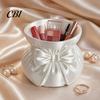 Large Capacity Storage Tube Silk Drawstring Vase, 3D Printed Pen Holder, Makeup Brush Mini Vase Holder And Organizer for Jewelry Small Items,