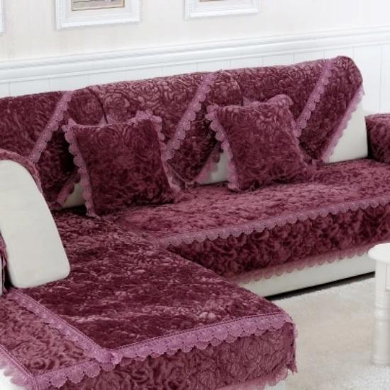 Winter sofa cushion, simple modern sofa cover, flannel European fabric non-slip cushion, plush padded sofa towel