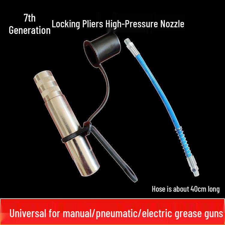 Self-Locking Grease Gun Nozzle with Double-Handle for High-Pressure Greasing