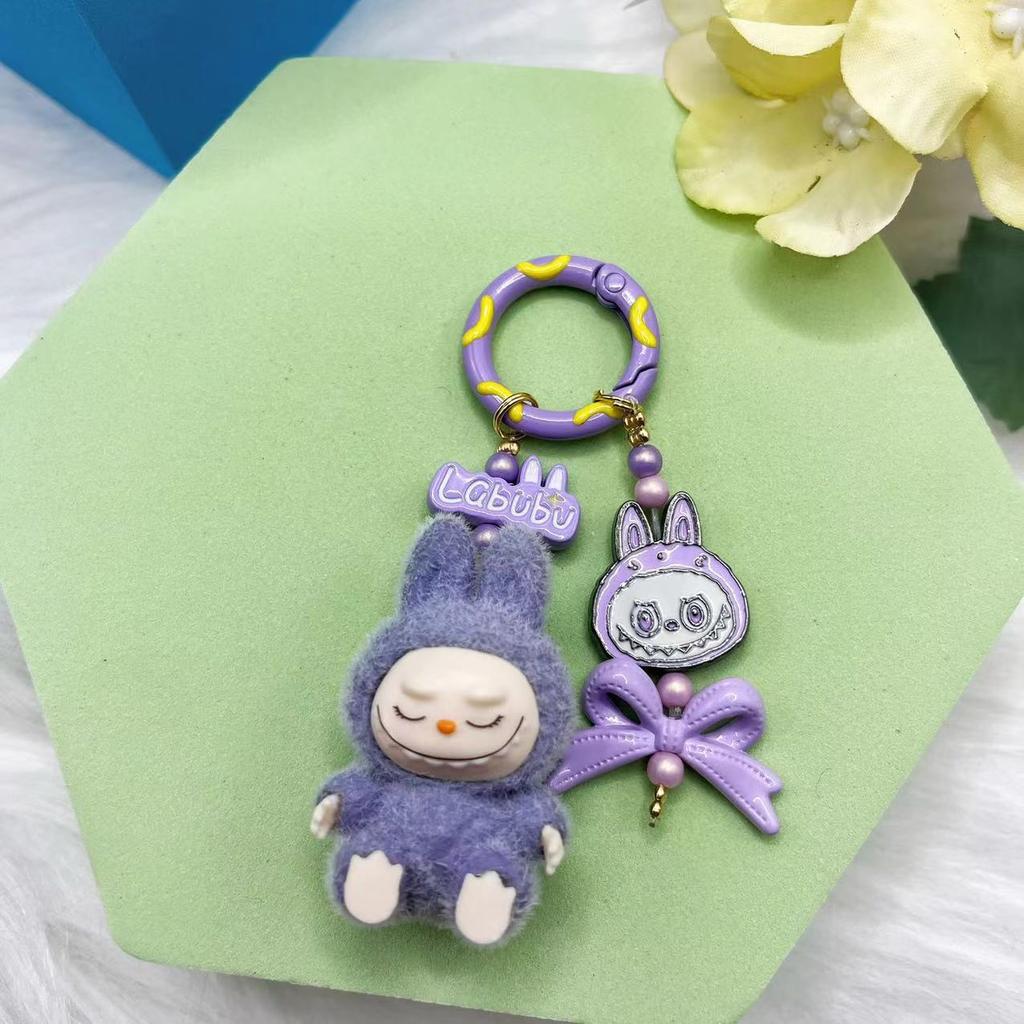 Vinil Parti Peluş Makaron Sevimli Bebek Figür Anahtarlık Çanta Kolyesi