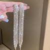 Silver Needle Diamond Water Drop Tassel Earrings - Elegant Court Style, Versatile & Luxurious Design.