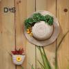 Farmhouse Boho Wall Planter Straw Hat Shoulder Bag Flower Pot Resin Bonsai Plant Pot for Indoor Outdoor Balcony Garden Decor Succulents Dried Flowers