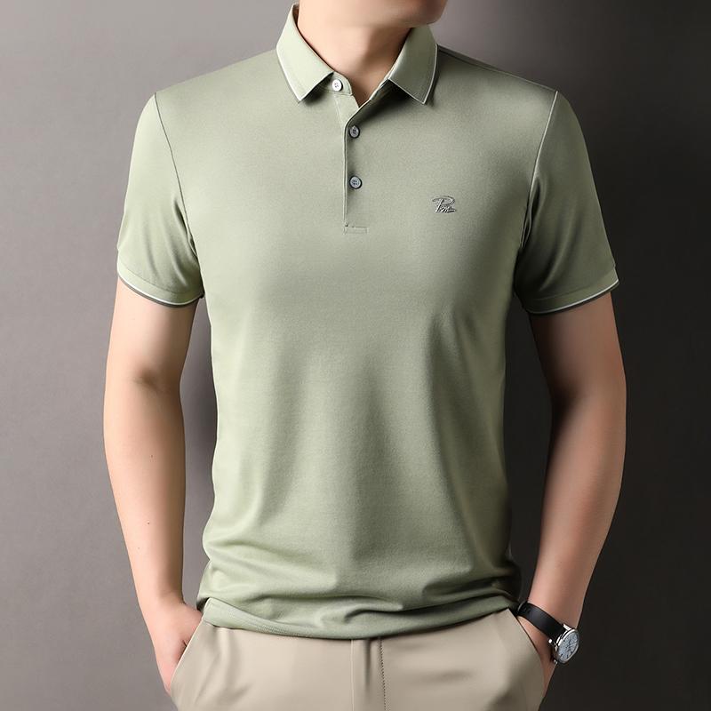 Men's Embroidered Short Sleeved Cotton Polo Shirt High End Brand Lapel T-Shirt Simple Casual Summer Breathable Top Men's Wear
