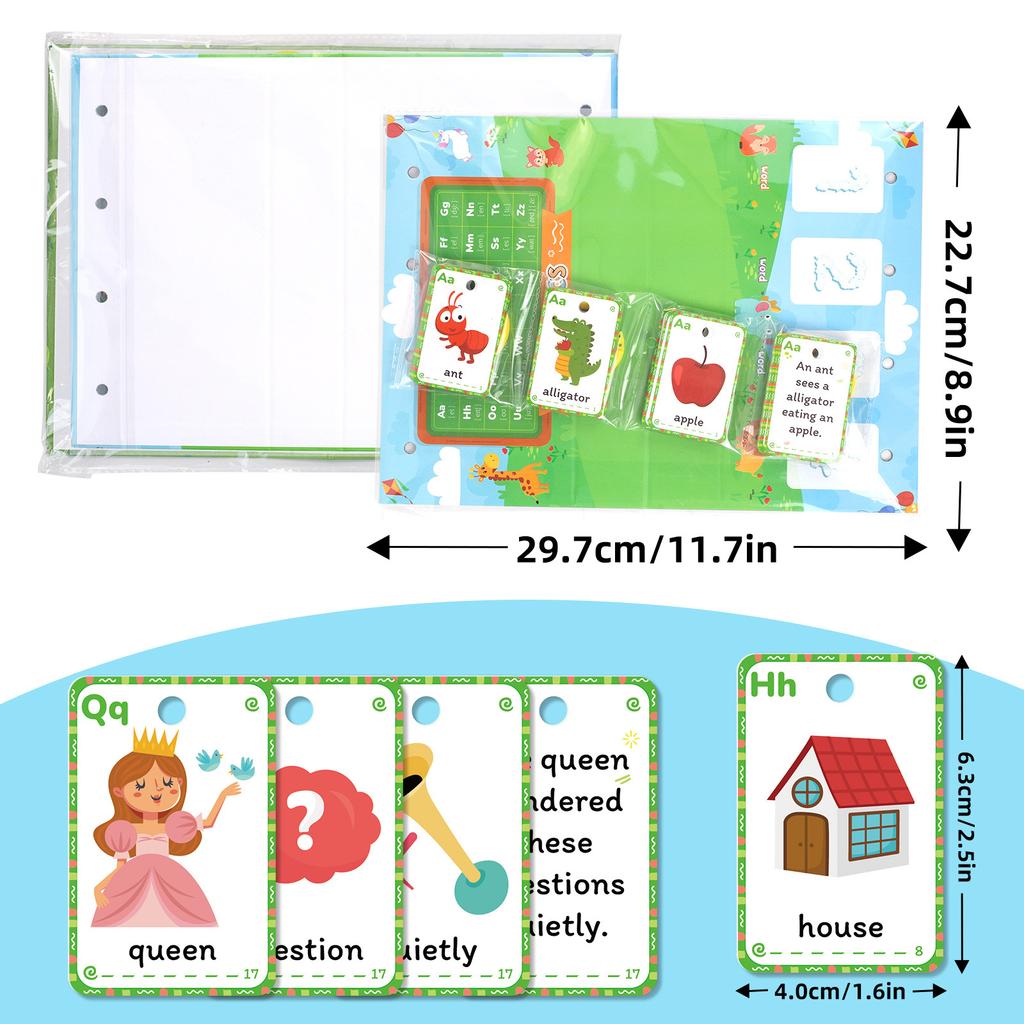 Children Table Model Visual Word Education Card 104PCS Natural Phonics Word Connected Sentences Letter Cognitive Educational Toy