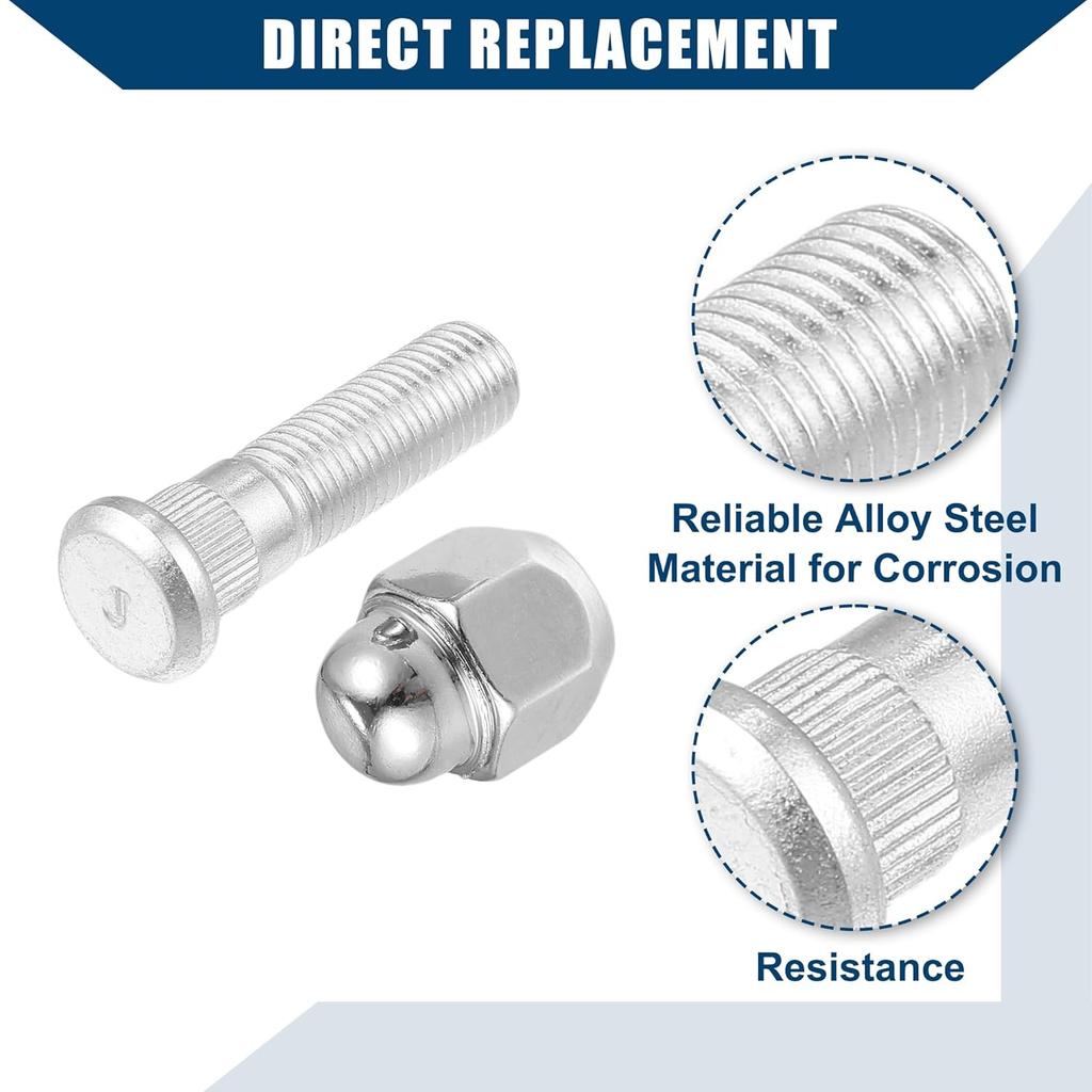 No.52950-14140/52950-M1000 M12-1.5 Wheel Stud Bolt for Hyundai Elantra Santa Fe for Kia Forte Rio/Front Rear Left Right Wheel Lug Stud/Alloy Steel