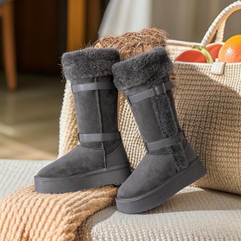 Long Snow Boots 2025 Winter New Flip Big Northeast Thick-soled Cotton Shoes Women's Non-slip Super Fire Warm Short Boots