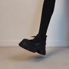 2025 Women's New Autumn and Winter Leather Round Toe and Calf High-heeled Zipper Thick Soled Elastic Short Boots