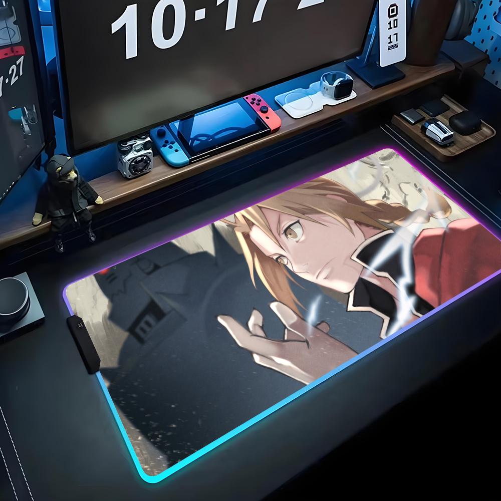 

Fullmetal Alchemist Коврик для мыши RGB Игровой коврик для мыши Большой светодиодный коврик Настольный коврик для ПК Светящийся коврик для мыши Большие коврики для клавиатуры Настольный ковер С 600x300x3mm
