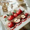 4/6pcs, Red Apple And Wicker Basket Placemats, Red Plaid Background Design, Suitable for Daily Table Decoration, Kitchen Countertop Decoration, Restau
