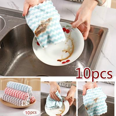 10 pz Panno Assorbente Velluto Corallo Panni per Pulizia Domestica Panno per Lavare i Piatti Asciugamano