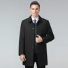 Winter Mid-length Business Coat for Middle-aged Men with Warm Mink Velvet Lining
