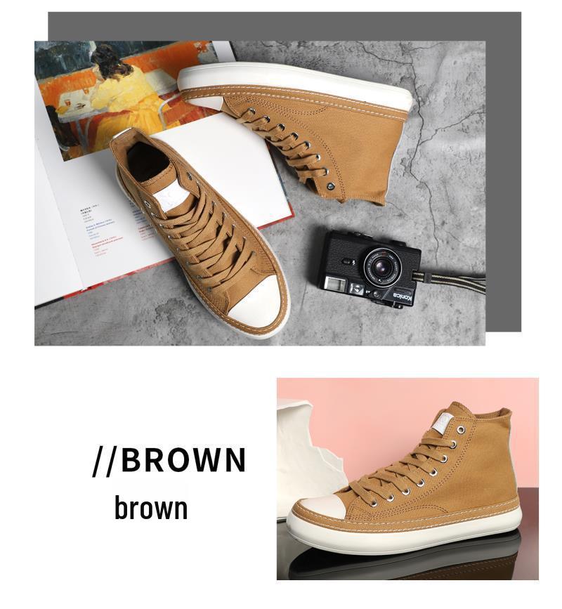 22365 Men's High-Top Canvas Shoes: Versatile, Trendy Korean-Style Breathable Footwear