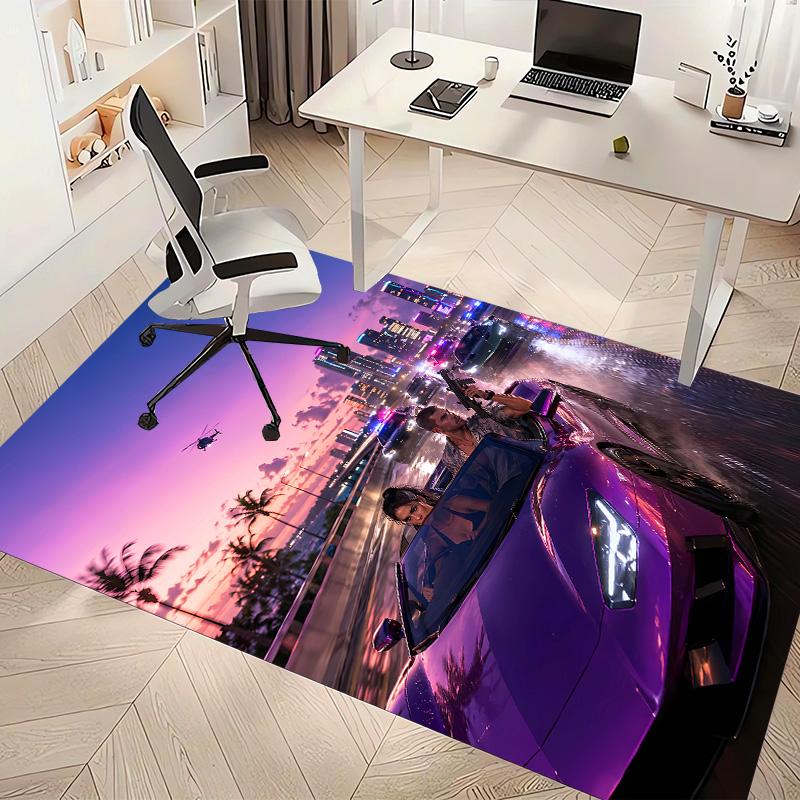 Game Grand Theft Auto Print Area Rug - Soft, Washable Non-Slip Indoor Mat for Office Chairs, Living Room, Home Office Decorative Rug