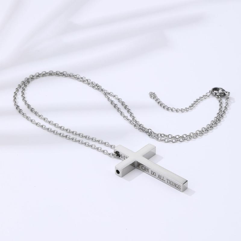 3pcs Adjustable Chain Pendant Necklace Stainless Steel Necklaces For Christian Faith And Mindfulness