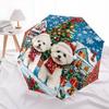 Two Bichon Pattern, Automatic Folding Umbrella, Portable and Foldable Design, 8 Ribs, a Christmas or Birthday Gift.