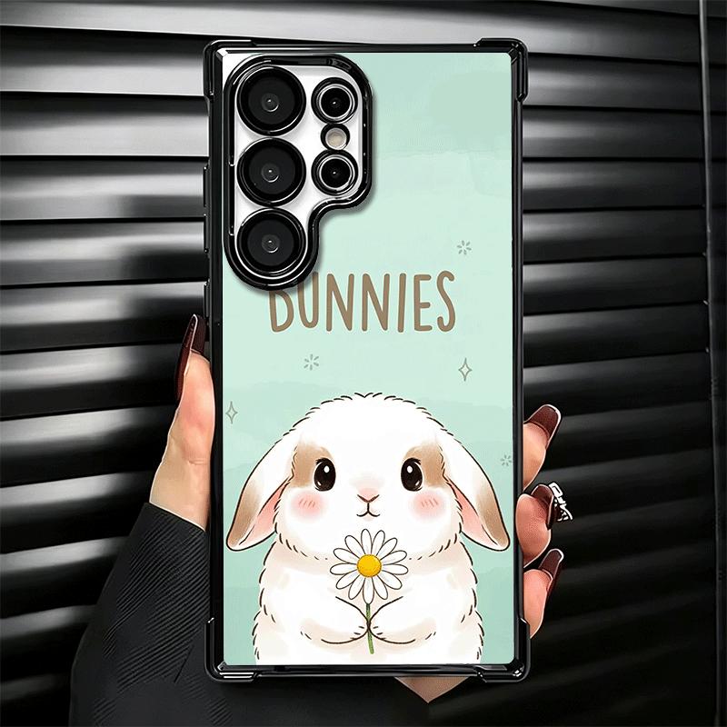 Cute Cartoon Bunny Rabbit Plating Phone Case For Samsung Galaxy S24 S25 FE S26 Edge S23 Ultra S22 S21 Plus S20 Anti-Fall Airabag