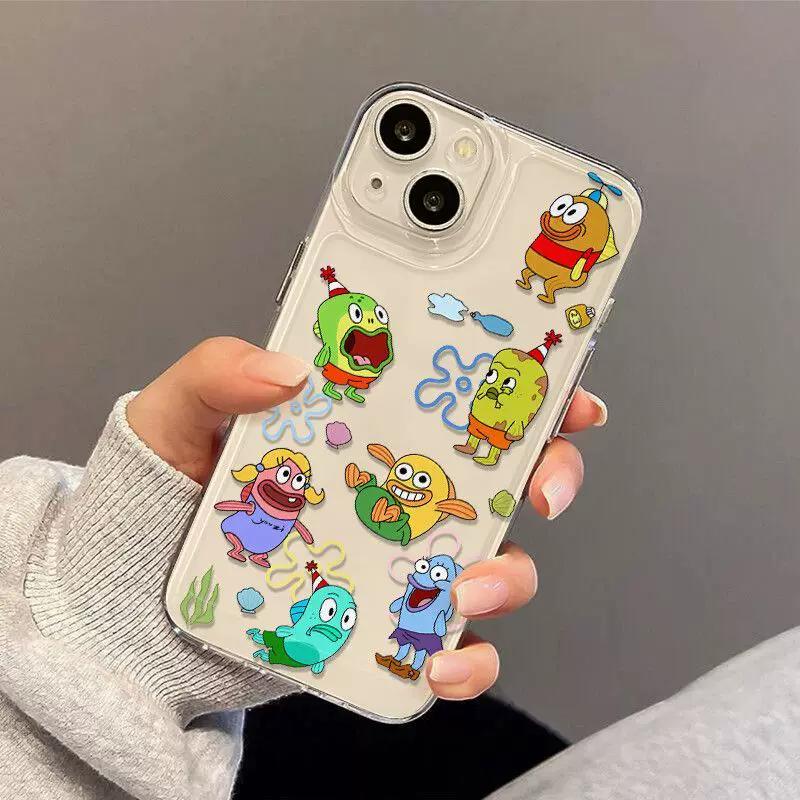 Cute Cartoon Fish Clear Phone Case, Kawaii Sea Creature Shockproof Soft Cover for iPhone