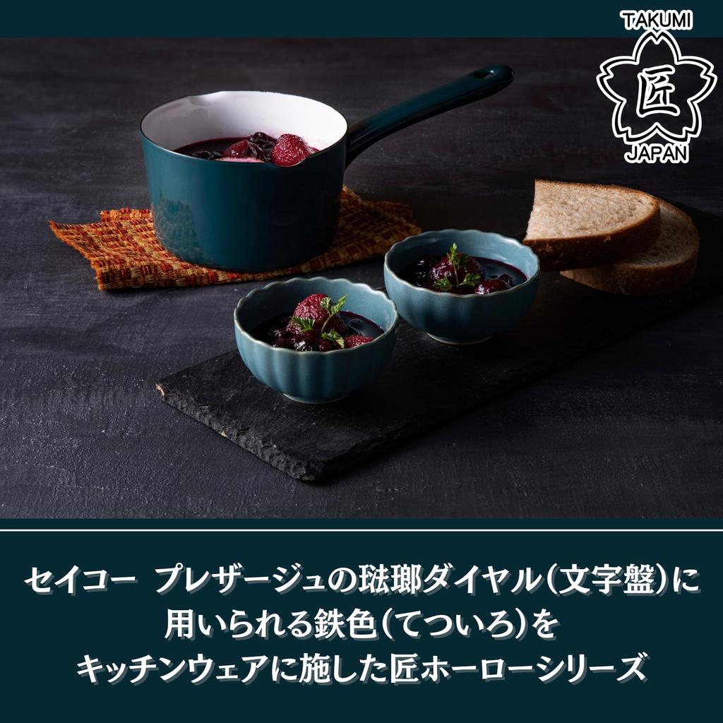 TakumiJAPAN Milk Pan 12cm Iron Green Enamel Gas Compatible Dishwasher Safe Water Boiler Small Stain Resistant Enamel Green 0.8L TKM-12M.G