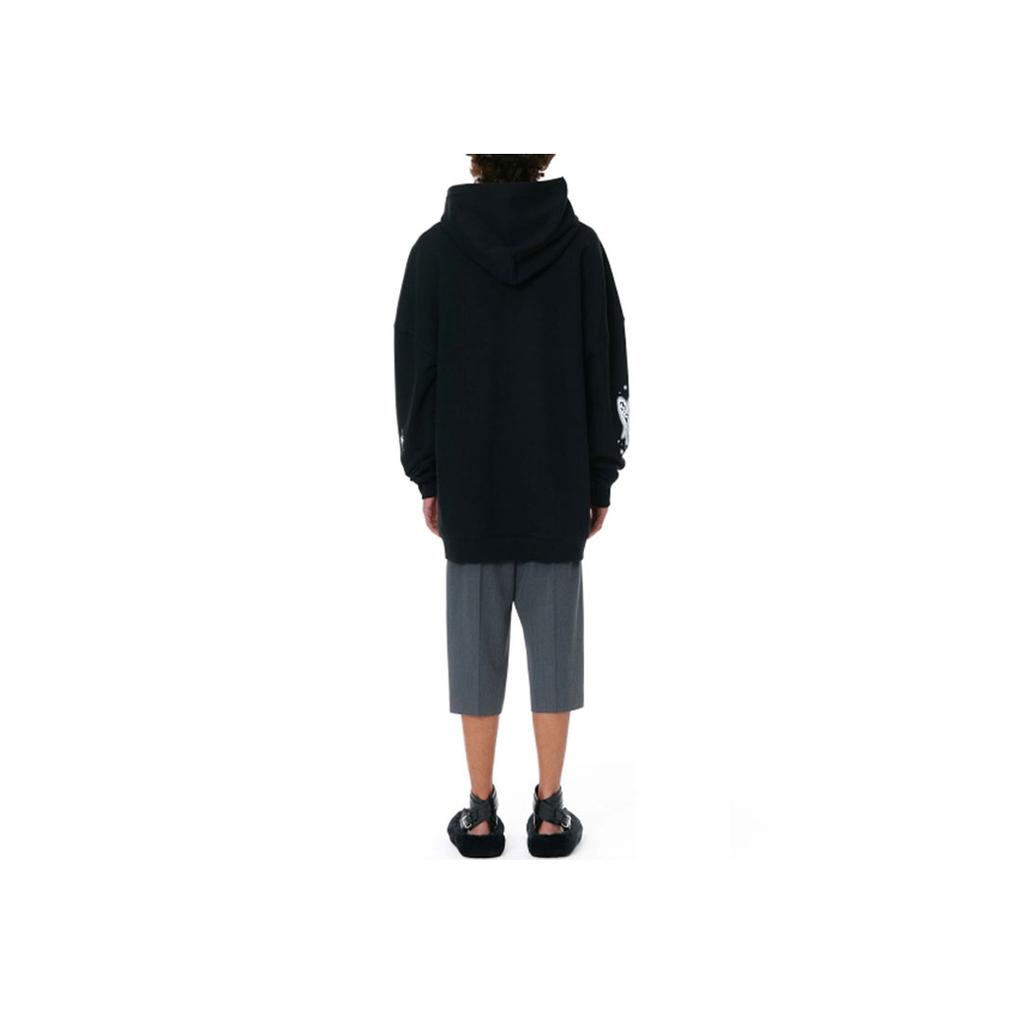 WE11DONE Ss22 Sleeve Edge Angel Spray Decoration Solid Color Hoodie Unisex Hoodie Black WD-TH1-22-574-U-BK