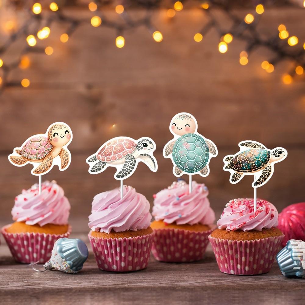 Turtle Birthday Cartoon Cake Embellishments With Paper Inserts Celebrations For