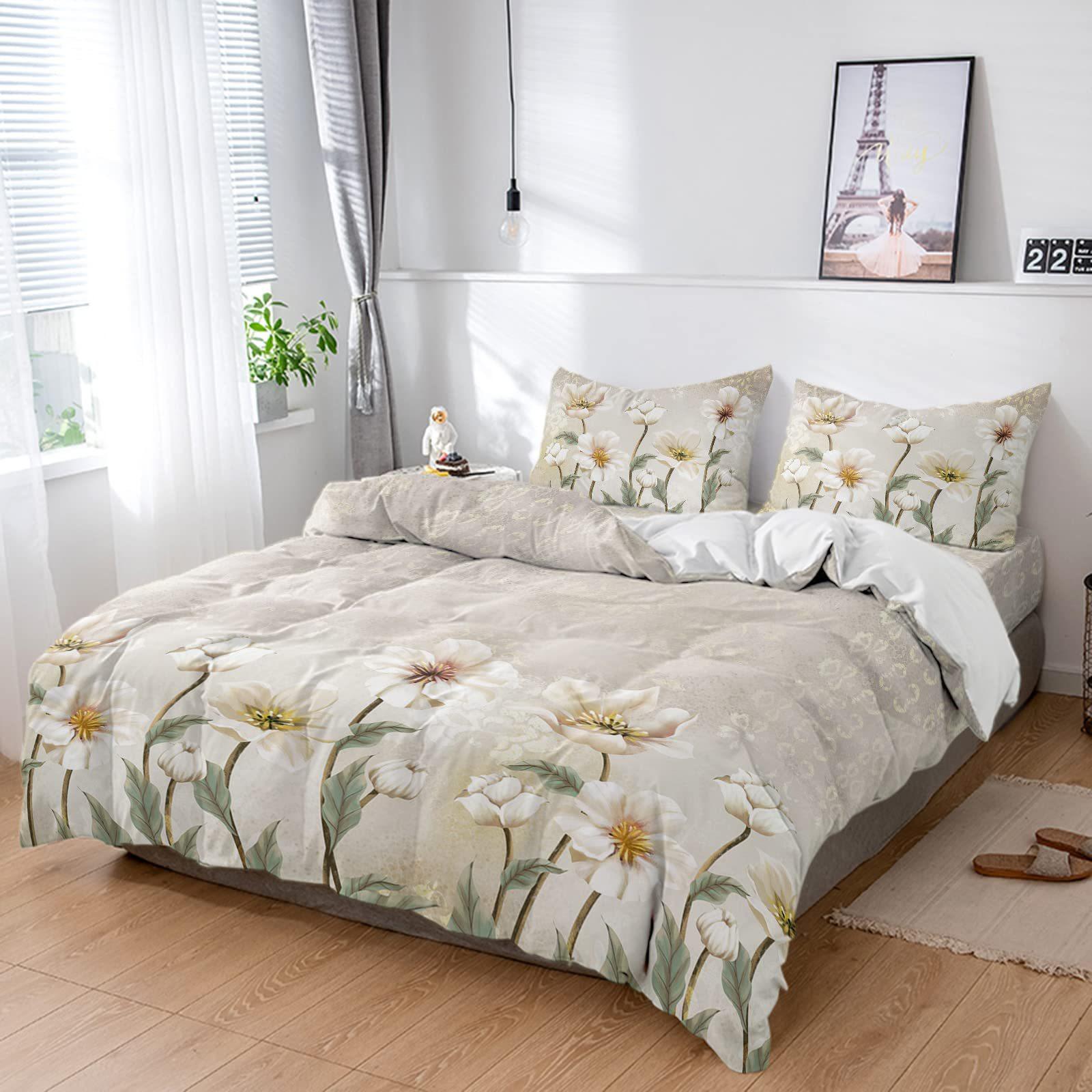 

Винтажное белое цветочное постельное белье Набор из трех предметов Пододеяльник EU single 135*200