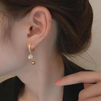 Fashionable Zircon Ball Earrings - Korean Style for Women