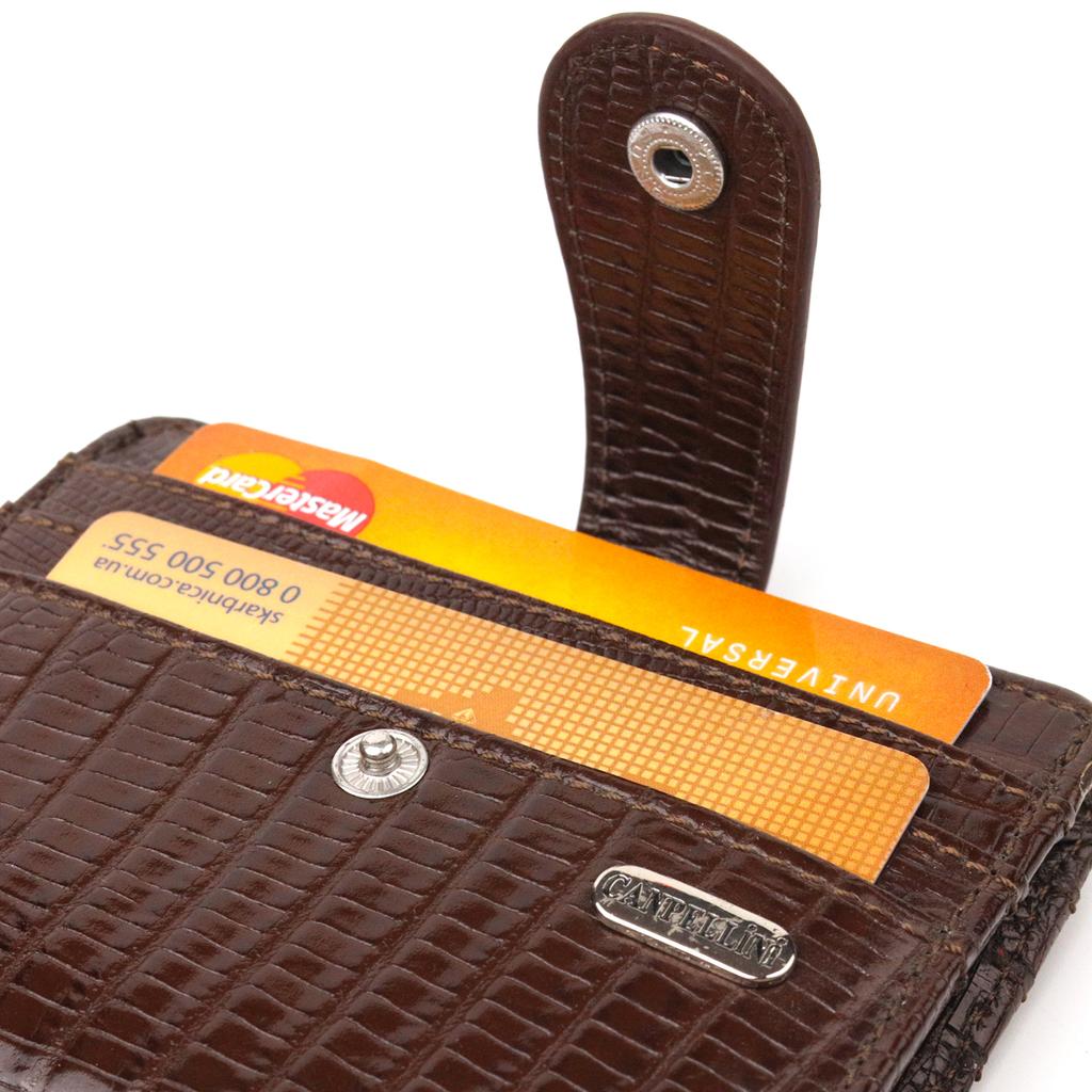 Textured Men's Wallet Made of Genuine Leather CANPELLINI Purse 21691 Brown