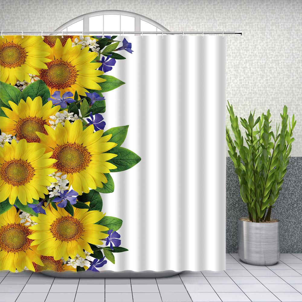 Chinese Flower Bird Shower Curtains Set Printing Waterproof Polyester Leaves Shower Curtains Bathroom Home Decor Mat 180X200Cm