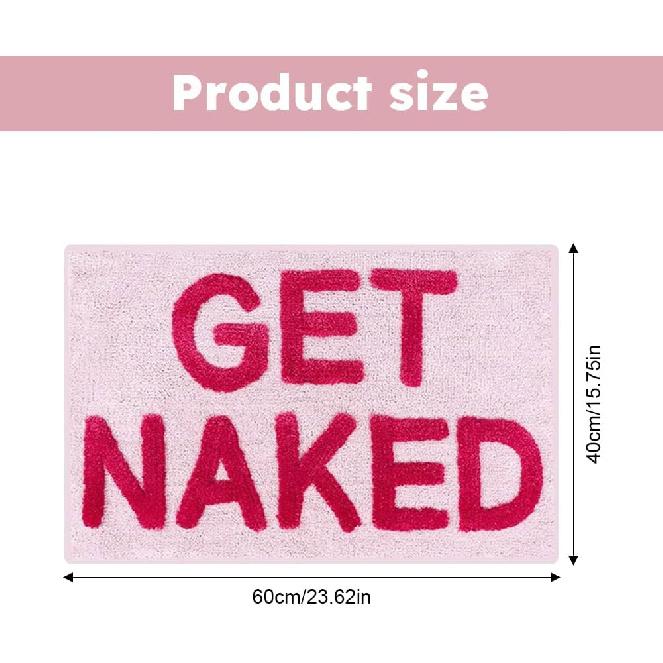 Bibabala Get-Naked Bath Mat, Cute Bathroom Rugs, Non Slip Absorbent Pink Bath Rug, Funny Bathroom Decor, Bathtub Decor Mats,Washable Shower Rug for