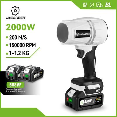2000W Ηλεκτρικός Τουρμποφυσητήρας Jet Fan Χωρίς Ψήκτρες 200M/S Φορητός Φυσητήρας Αέρα Εργαλείο Βίαιης Φύσησης για Μπαταρία Makita 18V